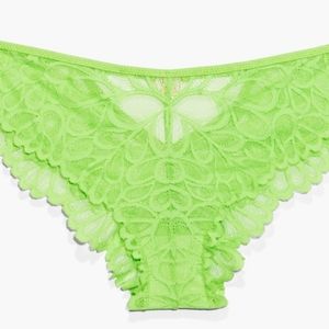 Savage by Fenty "Sorry not Sorry" lace cheeky underwear. Size small, Kelly Green